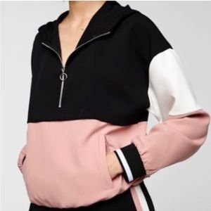 Zara | Tops | Zara Pink Black White Colorblock Hoodie Sz L | Poshmark